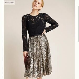 Anthropologie Maeve Ireland midi skirt new size small stretch waist